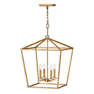Hinkley Stinson 4-Light Chandelier In Distressed Brass