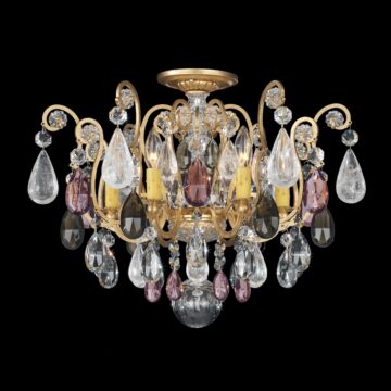 Renaissance Rock Crystal Six Light Semi Flush Mount in Heirloom Gold by Schonbek