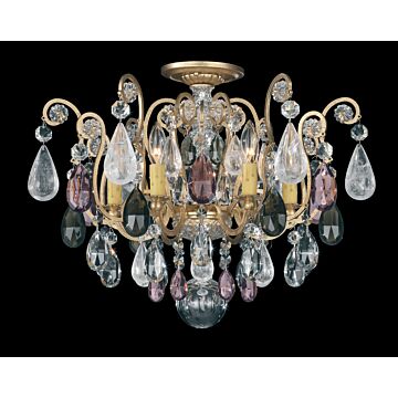 Renaissance Rock Crystal Six Light Semi Flush Mount in Heirloom Gold by Schonbek