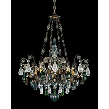 Renaissance Rock Crystal Eight Light Pendant in Antique Silver by Schonbek