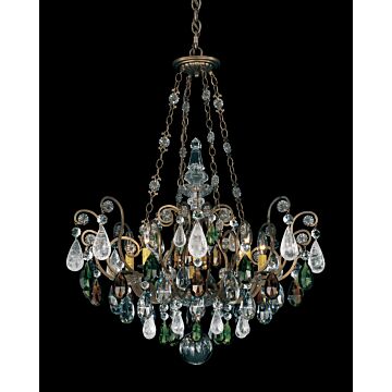 Renaissance Rock Crystal Eight Light Pendant in Black by Schonbek