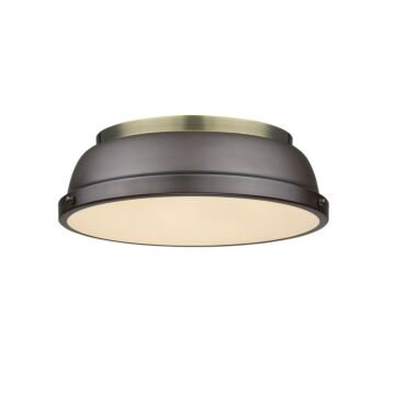 Duncan AB Two Light Flush Mount in Aged Brass by Golden