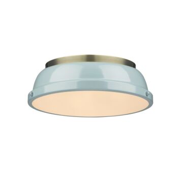 Duncan AB Two Light Flush Mount in Aged Brass by Golden