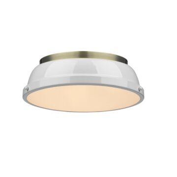 Duncan AB Two Light Flush Mount in Aged Brass by Golden