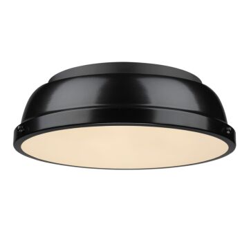Duncan BLK Two Light Flush Mount in Matte Black by Golden