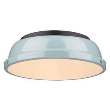 Duncan BLK Two Light Flush Mount in Matte Black by Golden