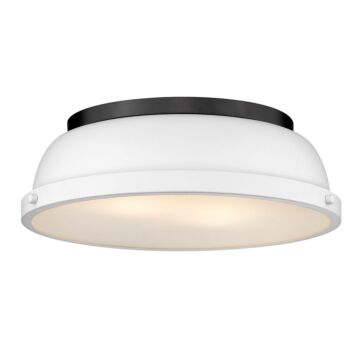Duncan BLK Two Light Flush Mount in Matte Black by Golden