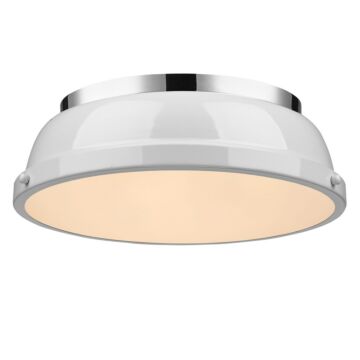 Golden Duncan 2 Light 14 Inch Ceiling Light in Chrome and White