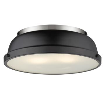 Duncan PW Two Light Flush Mount in Pewter by Golden