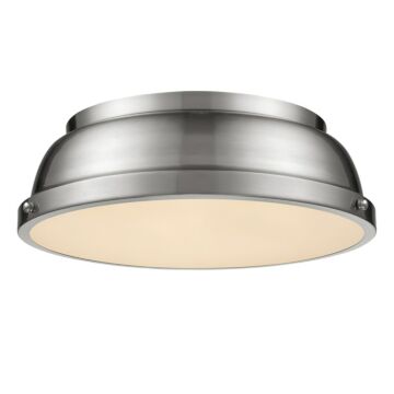 Duncan PW Two Light Flush Mount in Pewter by Golden