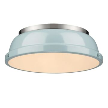 Duncan PW Two Light Flush Mount in Pewter by Golden