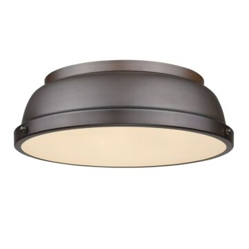 Duncan RBZ Two Light Flush Mount in Rubbed Bronze by Golden