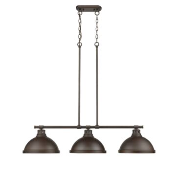 Duncan RBZ Three Light Linear Pendant in Rubbed Bronze by Golden