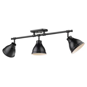 Duncan BLK Three Light Semi Flush Mount in Matte Black by Golden