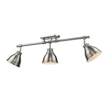 Duncan PW Three Light Semi Flush Mount in Pewter by Golden