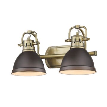 Duncan AB Two Light Bath Vanity in Aged Brass by Golden