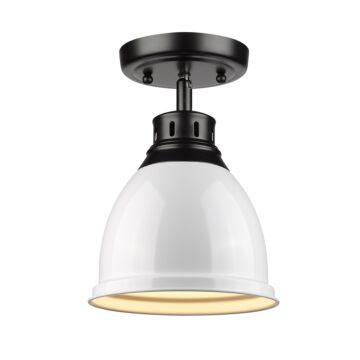 Duncan BLK One Light Flush Mount in Matte Black by Golden