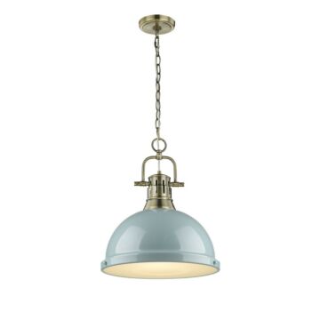 Duncan AB One Light Pendant in Aged Brass by Golden