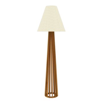 Slatted 1-Light Floor Lamp in Teak