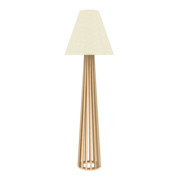 Slatted 1-Light Floor Lamp in Maple