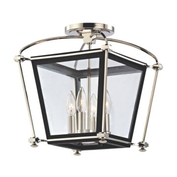 Hollis Four Light Semi Flush Mount in Polished Nickel by Hudson Valley