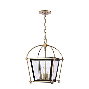 Hollis Four Light Pendant in Aged Brass by Hudson Valley