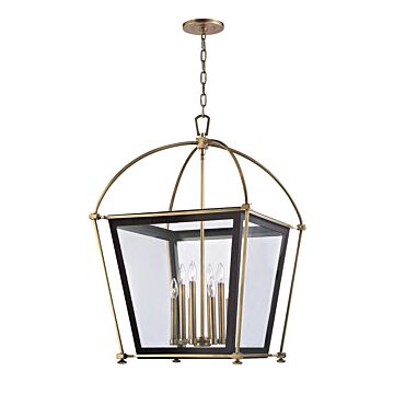 Hollis Eight Light Pendant in Aged Brass by Hudson Valley