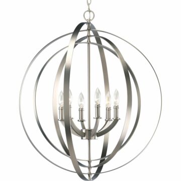Equinox 6-Light Foyer Pendant in Burnished Silver