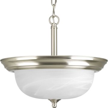 Dome Glass - Alabaster 2-Light Semi-Flush Mount in Brushed Nickel