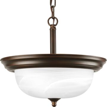 Dome Glass - Alabaster 2-Light Semi-Flush Mount in Antique Bronze