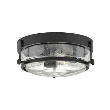 Hinkley Harper 3-Light Flush Mount Ceiling Light In Black With Clear Seedy Glass