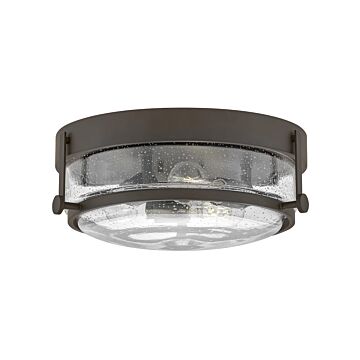 Hinkley Harper 3-Light Flush Mount Ceiling Light In Oil Rubbed Bronze With Clear Seedy Glass