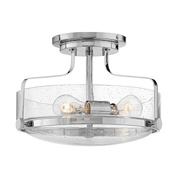 Hinkley Harper 3-Light Semi-Flush Ceiling Light In Chrome With Clear Seedy Glass