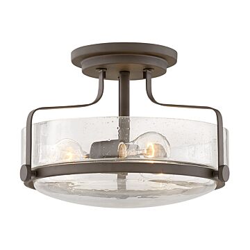 Hinkley Harper 3-Light Semi-Flush Ceiling Light In Oil Rubbed Bronze With Clear Seedy Glass