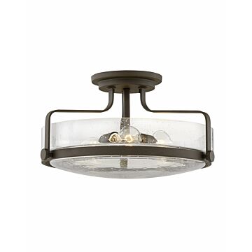 Hinkley Harper 3-Light Semi-Flush Ceiling Light In Oil Rubbed Bronze With Clear Seedy Glass