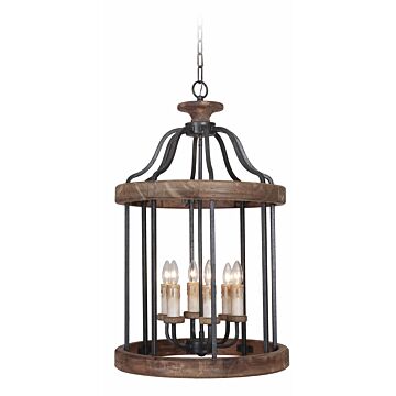 Craftmade Ashwood 6-Light 20" Foyer Light in Textured Black with Whiskey Barrel