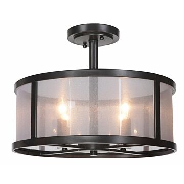 Danbury Four Light Semi Flush Mount in Matte Black by Craftmade