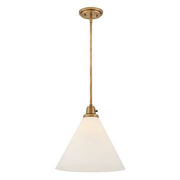 Arti 1-Light Medium Pendant in Heritage Brass with Cased Opal Glass