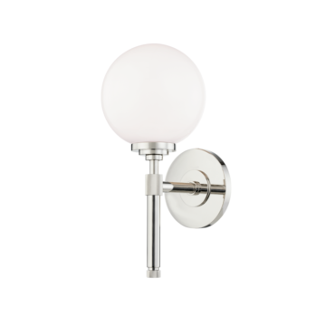 Bowery One Light Bath Bracket in Polished Nickel by Hudson Valley