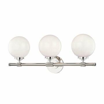 Bowery Three Light Bath Bracket in Polished Nickel by Hudson Valley