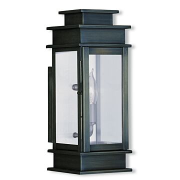 Princeton 1-Light Outdoor Wall Lantern in Vintage Pewter w with Polished Chrome Stainless Steel