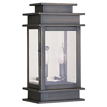 Princeton 2-Light Outdoor Wall Lantern in Vintage Pewter w with Polished Chrome Stainless Steel