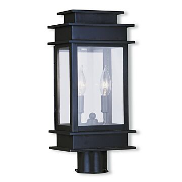 Princeton 2-Light Outdoor Post Lantern in Bronze w with Polished Chrome Stainless Steel