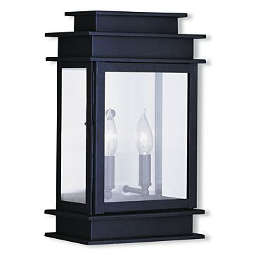 Princeton 2-Light Outdoor Wall Lantern in Bronze w with Polished Chrome Stainless Steel