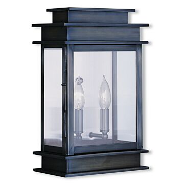 Princeton 2-Light Outdoor Wall Lantern in Vintage Pewter w with Polished Chrome Stainless Steel