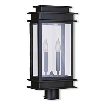 Princeton 2-Light Outdoor Post Lantern in Bronze w with Polished Chrome Stainless Steel