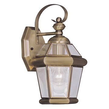 Georgetown 1-Light Outdoor Wall Lantern in Antique Brass