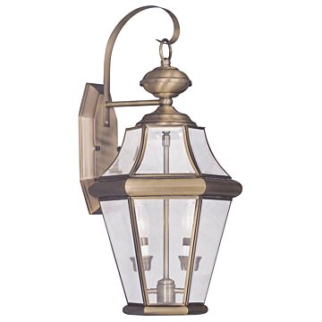 Georgetown 2-Light Outdoor Wall Lantern in Antique Brass