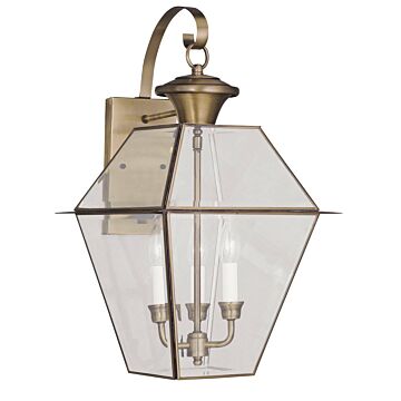 Westover 3-Light Outdoor Wall Lantern in Antique Brass