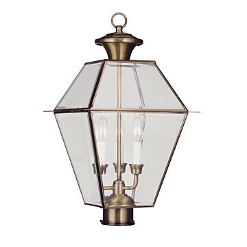 Westover 3-Light Post-Top Lanterm in Antique Brass